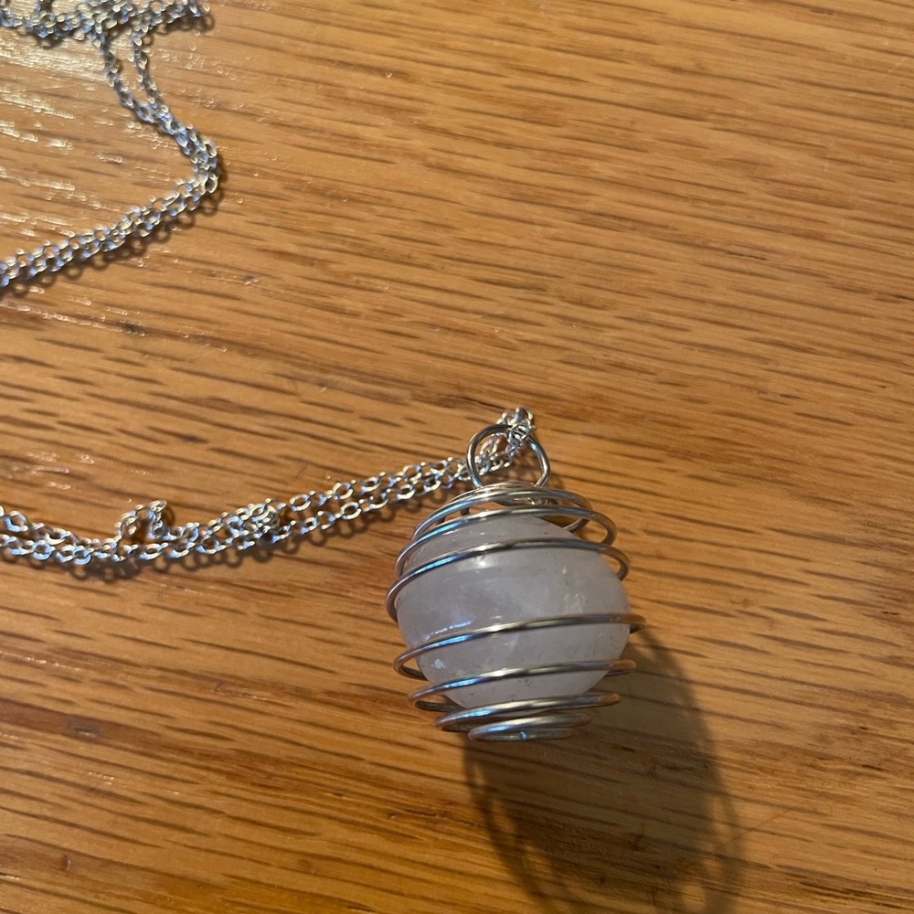 Silver Wire Wrapped Crystal Necklace